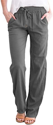Andongnywell ženske pune boje pamučne meke salonske hlače široke noge sa džepovima Drawcord Duketants pantalone