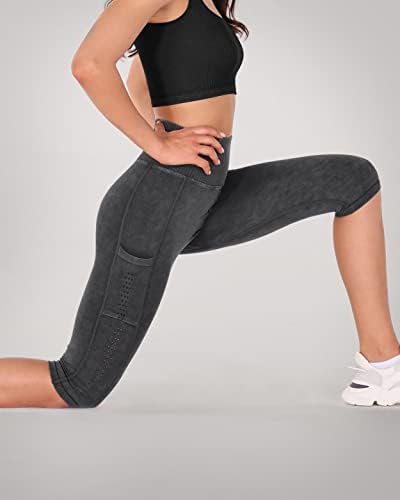 Obodos ženske bešavne tajice visoke struk rebraste workout teretana tekuće joge hlače