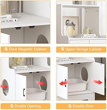 SPRICHIC kućište za smeće za mačke-Moderni drveni skriveni namještaj za toalete za mačke s prostranim ormarićem
