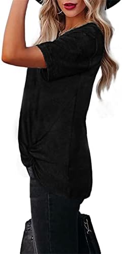 Ženske Ljetne Majice V Izrez Ukršteni Prednji Twist Top Bluza Dressy Kratki Rukav Tunika Vrhovi Casual Labave