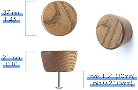 6 pakovanja Ormari za drva Završeno - 1 ½ Promjer okruglog oblika - drvena ladica, ručke za ormare vrata,