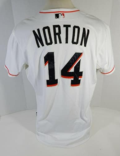Miami Marlins Jake Norton 14 Igra Polovni bijeli dres DP13686 - Igra Polovni MLB dresovi