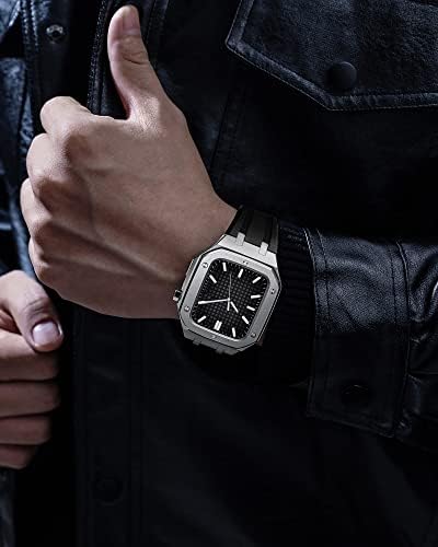 Muškarci Xdewz Čvrsta zaštitna futrola Metalni branik s kaiš silikonskim opsegom luksuznog pojasa za Apple sat