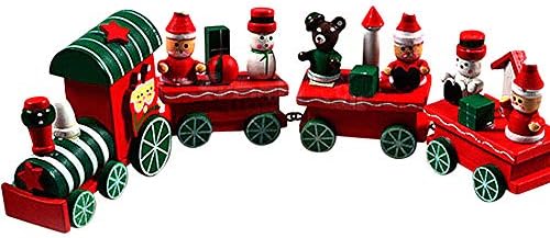 Toxz 4 komada Drvo Božić Božić voz dekoracija dekor poklon,voz Model sa 1 motorom i 3 vagona,dužina: