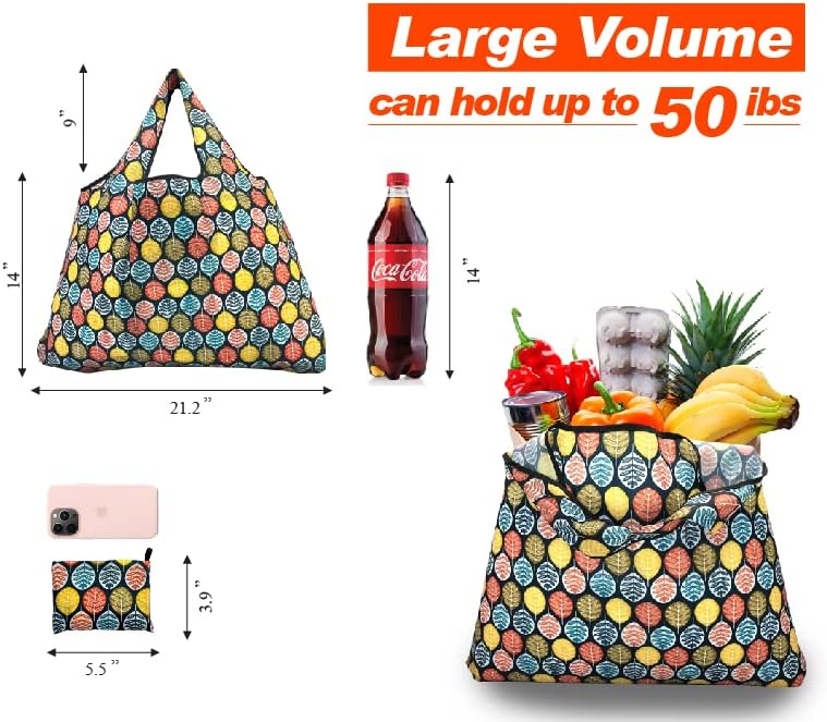 Wayidealne torbe za višekratnu upotrebu, perive/izdržljive najlonske vanjske torbe,Set od 5 XXL-sklopivih