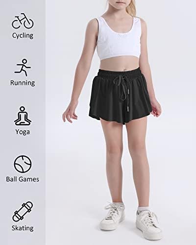 Hasmes Girls Flowy Shorts sa spandex linijskim leptirima teniski elastični struk Atletski kratke