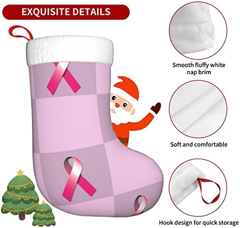 Austenstern Božićne čarape Rak dojke ružičaste vrpce dvostrano kamin Viseći čarape