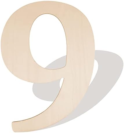 14-inčni krupni drveni brojevi, prazan nezanimljiv drveni broj 9 oblikovani rezovi za oblikovanje velikih