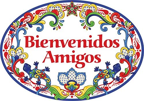 Bienvenidos Amigos Tradicionalna umjetnička djela Dobrodošli prijatelji keramički 11x8 inča španjolski