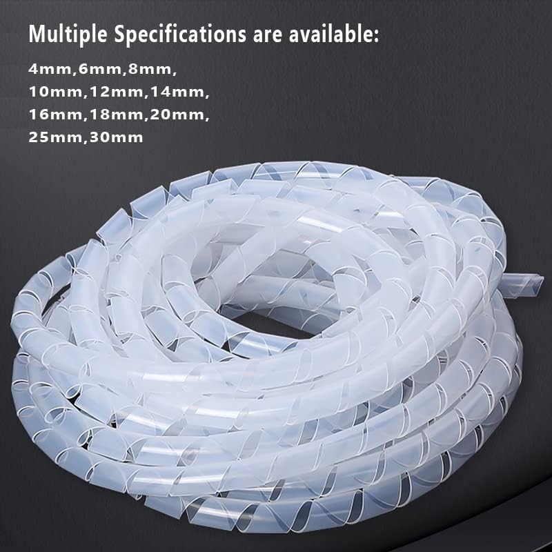 1Roll White / Crna žičana žičana Wipe Wipe Spiral omotač cijev od 4 mm-30mm Zaštitni kabel zaštitnog