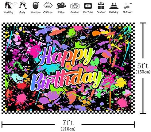Aperturee 7x5ft boja za prskanje Sretan rođendan pozadina šareni Neonski sjajni Slikarski Grafiti