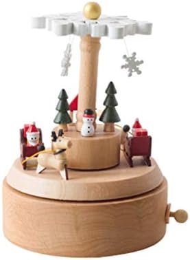 Lkyboa božićna drvena muzička kutija kućni ukras Odmorsko dekoracija Muzička kutija Svjetlosni rotirajuća