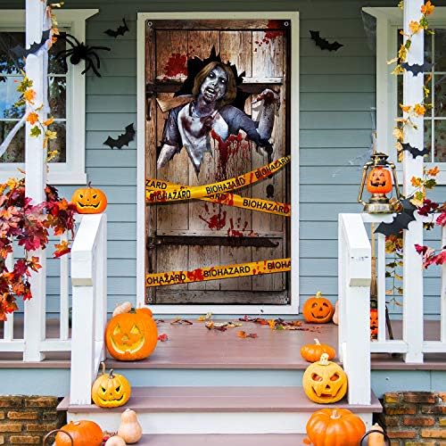 Halloween Scary Door Poster veliki horor sa znakom upozorenja pozadina Halloween dekoracija Halloween Banner