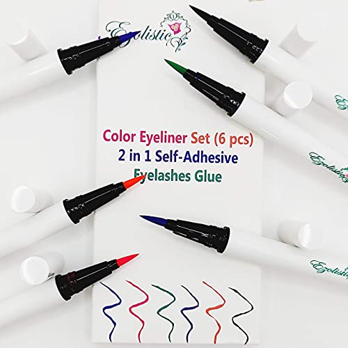3 stil trepavica u boji i 6 šarenih olovka za oči kompletan set - vodootporna dugotrajna olovka