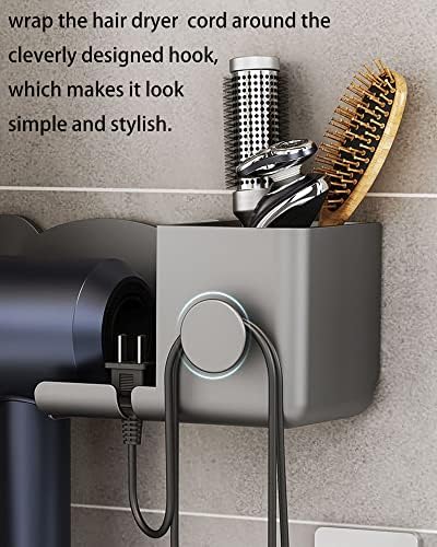 WTXwood zidni držač za sušilo za kosu za kupaonicu, kompaktni nosač uređaja za kosu za sušilo
