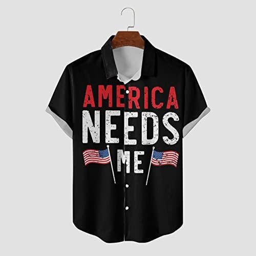 Bmisegm ljetna Muška majica Muška povremena Američka Dan nezavisnosti Print patchwork Print Shirt kratke majice