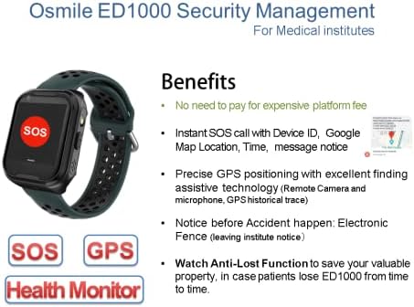 Osmile T1S ED1000 GPS Tracker za medicinske institute Upravljanje sigurnošću do 50 pacijenata