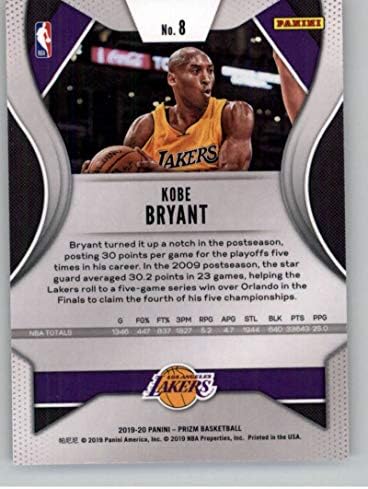 2019-20 Prizm NBA 8 Kobe Bryant Los Angeles Lakers Službena paninija košarkaška trgovačka kartica