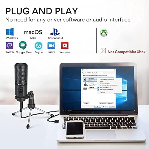 Maono USB mikrofonski komplet 192kHz/24bit AU-PM401 i PM461TR računarski mikrofon za Podcasting,