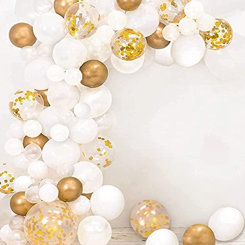 103pcs Bijeli zlatni balon Garland Arch Kit 5 inčni 10 inčni 12 inčni bijeli zlatni konfetti baloni za rođendanski