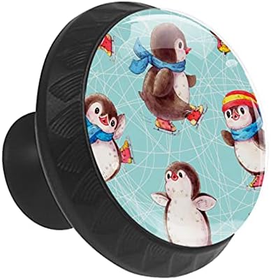 12 komada slatke klizačke Pingvinske staklene dugmad za Komode, 1,37 x 1,10 u okruglim kuhinjskim