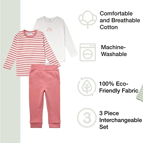Stelllou & Friends Baby, novorođenčad i dijete 3 komada Koordinirani outfit set | 2 majice i hlače dugih rukava