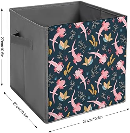 Slatke Axolotls-ove kocke za skladištenje tkanine za spremanje prtljažnika 11 inča Sklopivi kanti za skladištenje