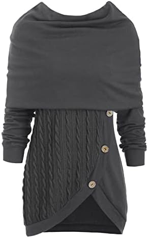 Ženski džemperi plus veličina O-izrez dugih rukava čvrstog botona Pachwork asimetrični vrhovi