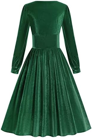 Zimske haljine za žene 2022 baršunasta ljuljačka haljina 50-ih godina Vintage Dugi rukav četvrtastog vrata a-Line