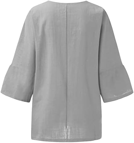 Uskršnje majice za žene Crewneck Usched Gnome Ispisani TOP 3/4 rukav pamučni posteljini bluze labavi pulover