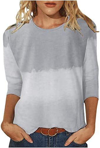 Pamučna bluza majica za dame ljetna jesen 2023 3/4 rukav Crewneck Boat vrat grafički Tie Dye