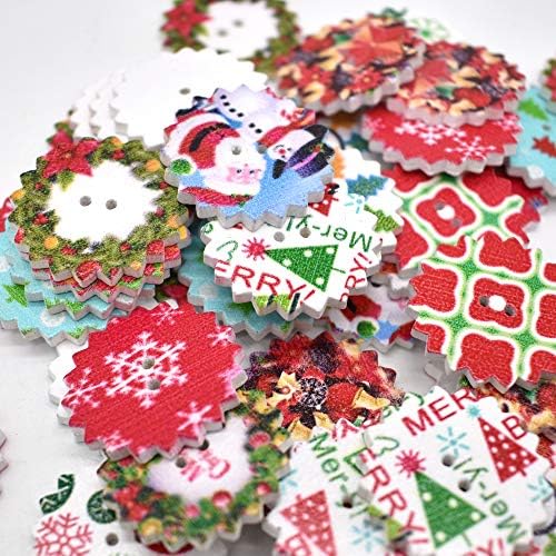 100pcs božićni noviteti uzorak Drveni ukrasni tipke Scrapbooking za DIY CRAFT 2 rupe 24mm