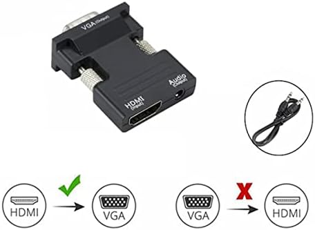 Moudoauer utikač i reproducirajte HDMI u VGA adapter sa audio muškim VGA-om na ženskom HDMI pretvaraču