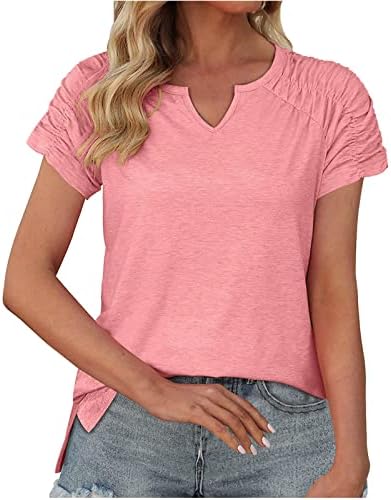 Ženski ljetni vrhovi Casual V izrez T majice Kratki rukav Košulje Lood Flowy Solid bluza