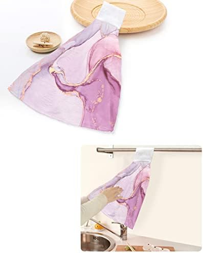 DECORLOVEE GRADIENT ružičasti mramorni ručnici 1 pakovanje, ručnici sa visećim petljom za kupatilo, apstraktni