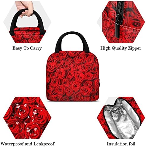 Crvena ruža flower Pattern Paint torba za ručak izolovana kutija za ručak torba za piknik na