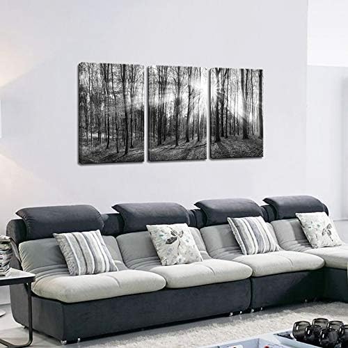 LevvArts-3 Panel canvas Wall Art crno-bijela šuma slika Art Prints Winter Sunrise priroda pejzažno slikarstvo