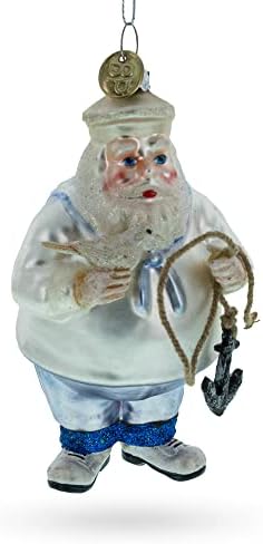 Santa Mornar Drži Sidro Staklo Božić Ornament