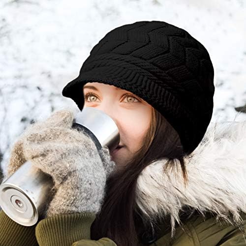 Loritta ženska zimska beanie topla pletena pločana vunena kape sa vizirom