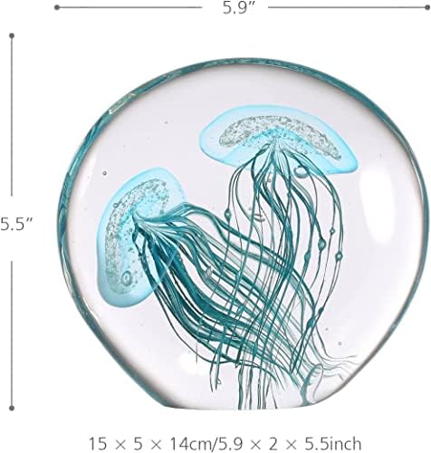 OO TOOSTS Blue Jellyfish Skulptura Staklena figurica Ornament Handblown ArtWork Domaći dekor