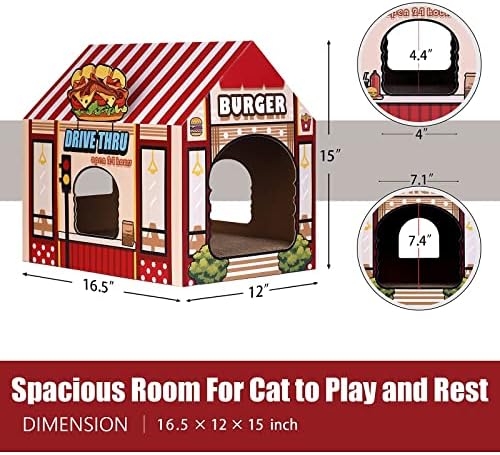 Sekam kartonska kuća za mačke sa Grebalicom/Mačjom travom, kuća za igru mačaka za zimski zatvoreni