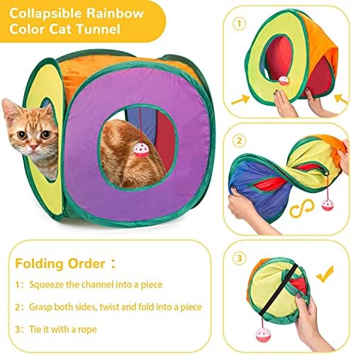 Blnboimrun Cat tunel sa loptom za igru, interaktivna igračka za mačje cijevi Peek-A-Boo Cat Chute, kamuflažni