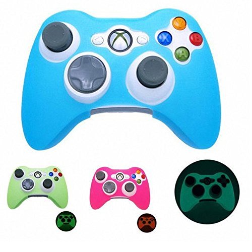 YTTL 3 Paket sjaj u DARK Xbox 360 Game Controller silikonska futrola za zaštitu kože-plava / zelena/roze