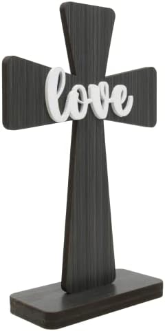 Needzo Rustikalni drveni stojeći krst sa Centrom ljubavi, religioznim dekorom doma ili kancelarije za
