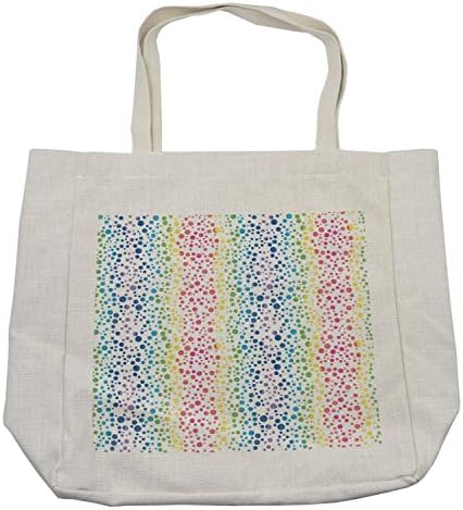 Ambesonne moderna torba za kupovinu, Ombre mjehurići u boji duge i okrugli krugovi u valovitoj