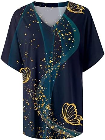 MRŠIINRI ženske majice 2023 Dressy Casual kratki rukav V izrez majice ljetne modne cvjetne labave majice