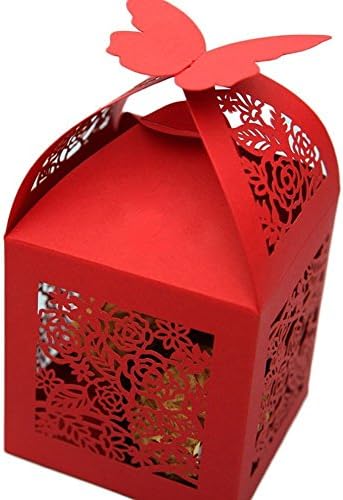 Sorive® 50pcs Rose Laser Cut Wedding Favors Bowny Boxes Pokloni Box Brash Party Dekor