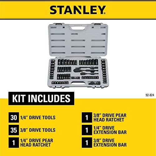 STANLEY mehanika Set alata, SAE, 1/4 u. & 3/8 u pogon, 69 komad, Black Chrome