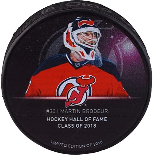Martin Brodeur New Jersey Devils nepotpisani 2018 Hall of Fame prilagođeni hokejaški Pak-ograničeno