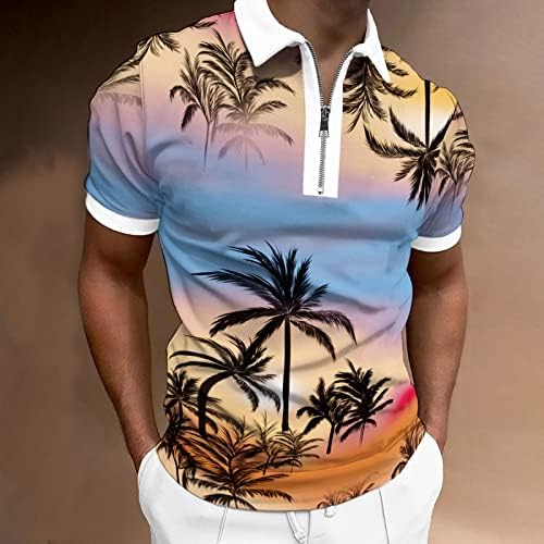 UBST 2022 nove muške polo majice, ljetni kratki rukav patentni zatvarač na vratima Ležerne havajske tropske sinte